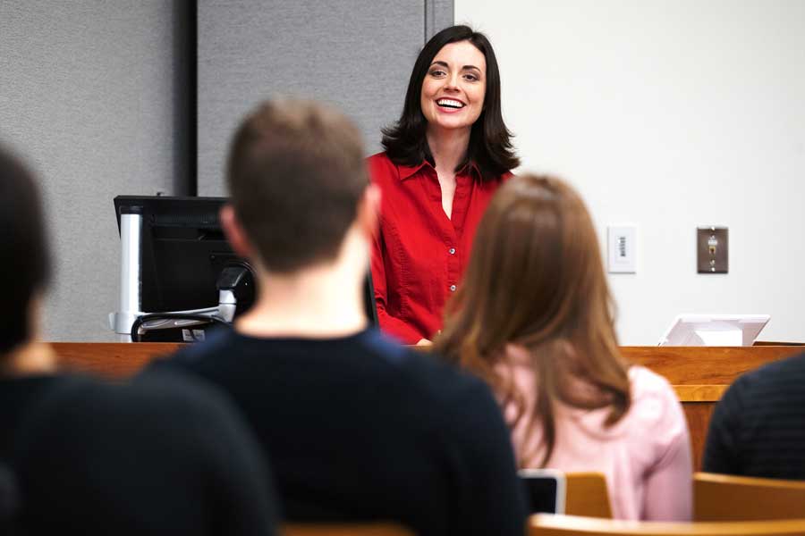 Health professional gives presentation to class