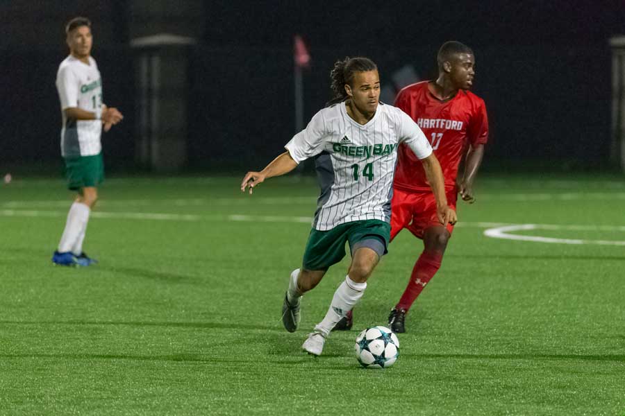 UW-Green Bay Soccer players verse opponent