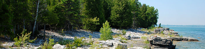 Cobble beach at Toft Point.