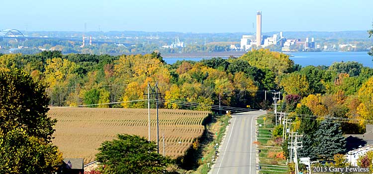 across UWGB to I43 bridge and mouth of Fox River