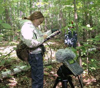 Volunteer censusing for birds. Photo by M. Giese.