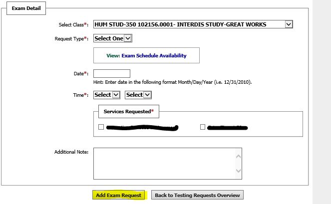 Image of GB Access exam detail menu