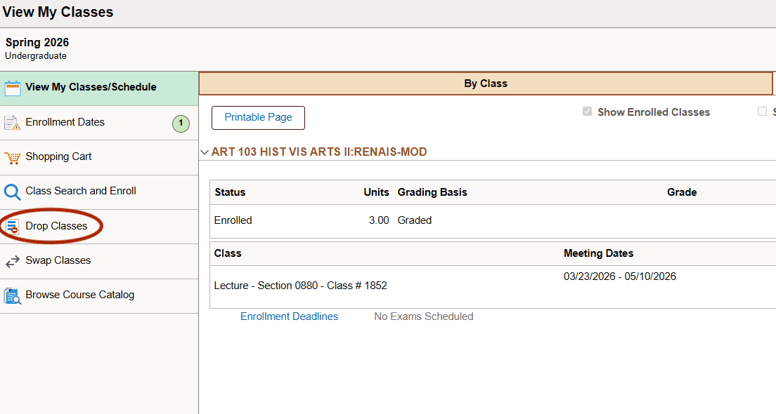 Dropping classes in the class manager.