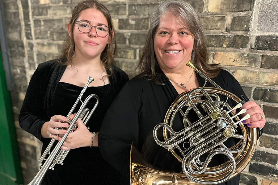 Mom and daughter brass musicians