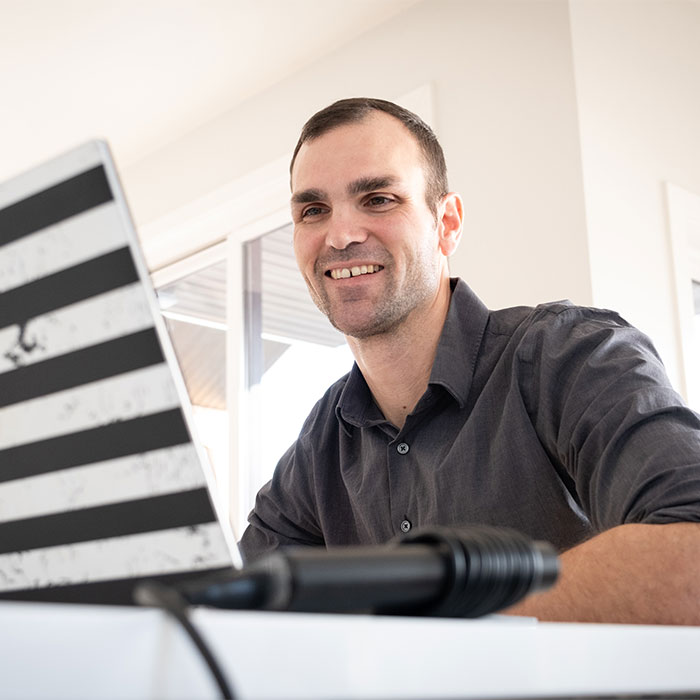 Will Kocken at his laptop