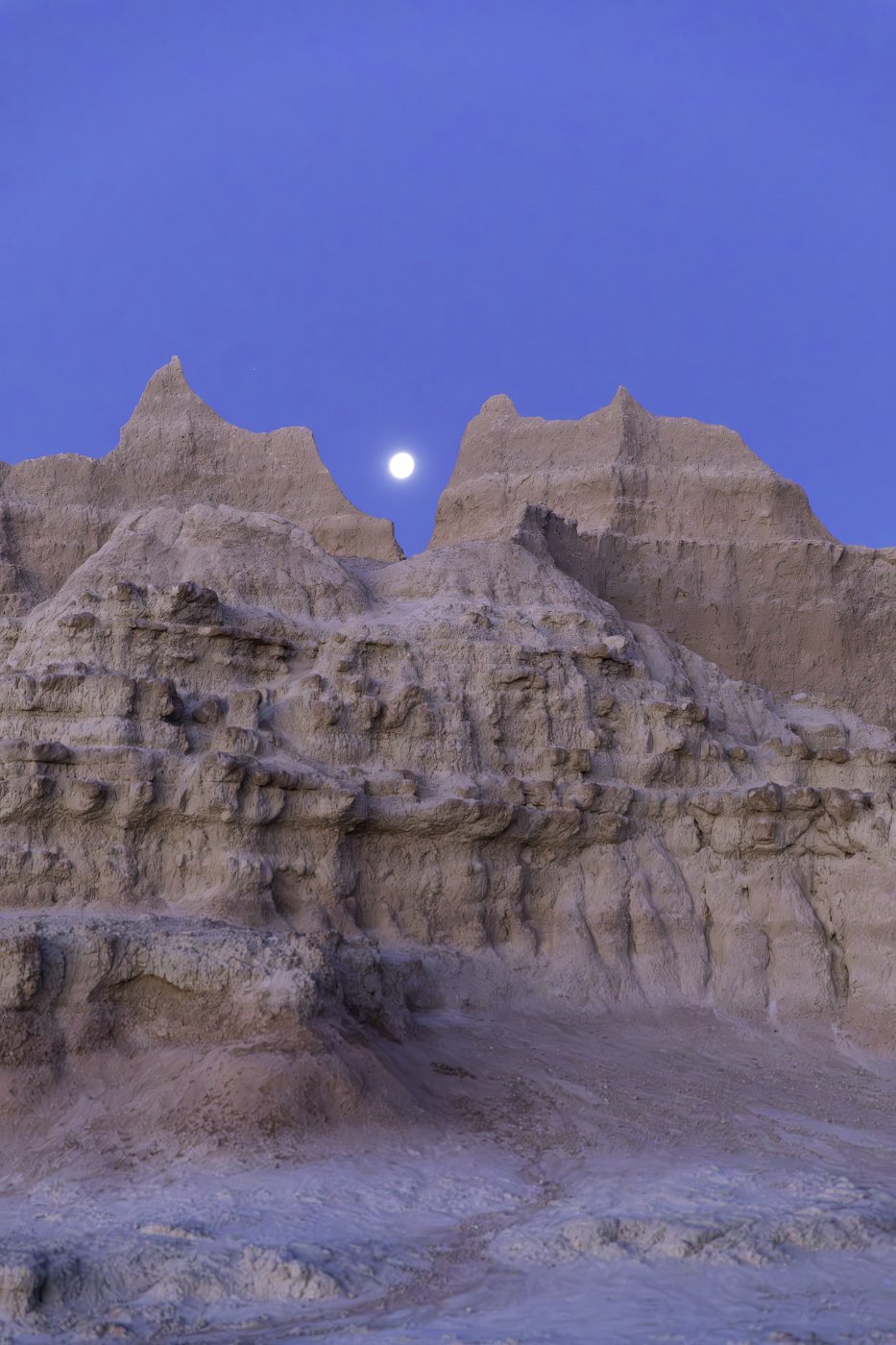 Photo of sandstone peaks at twiilght.