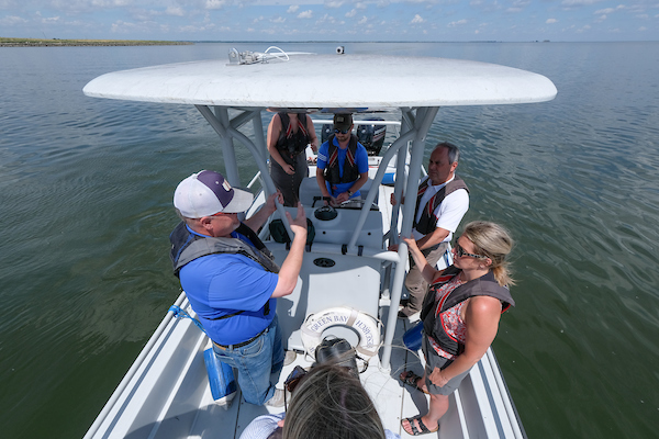 Group on boat