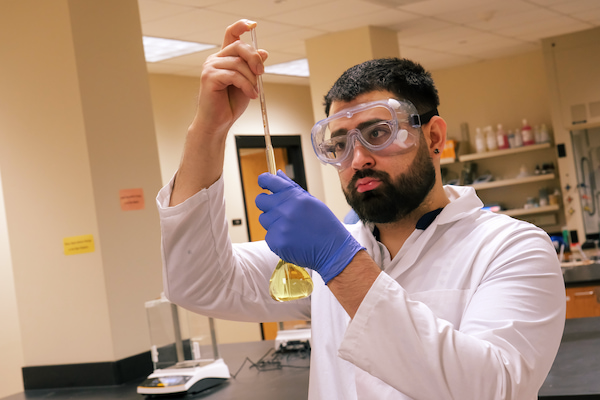 Adult student in chemistry lab