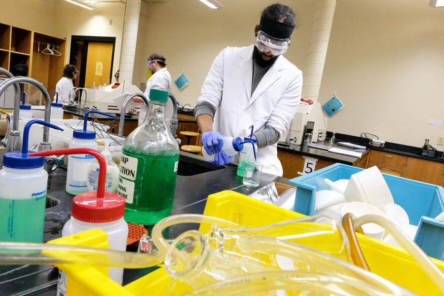 Student working in lab during Organic Chemistry Bootcamp