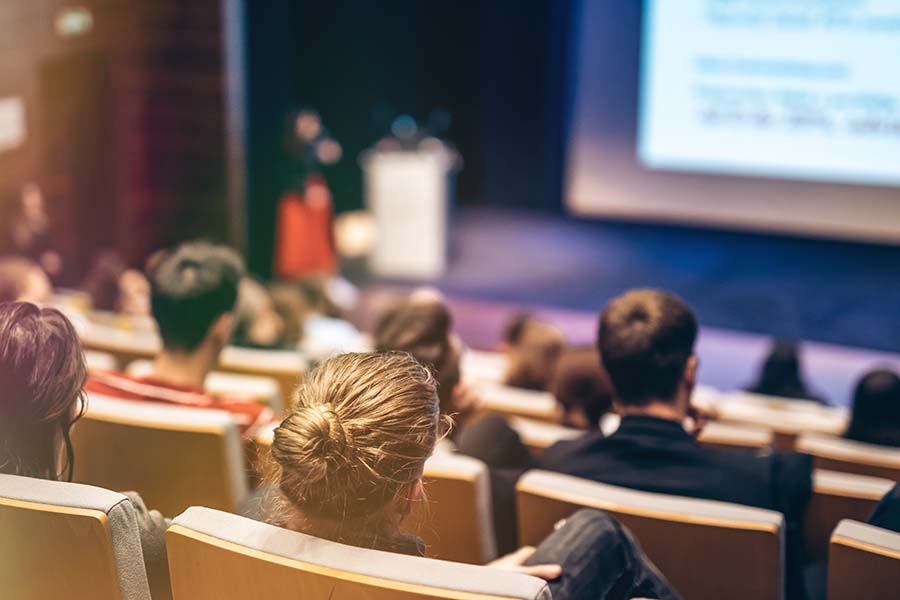 rear view of audience during presentation