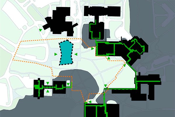 UWGB concourse map after the CTEC construction and Cofrin library demolition are complte