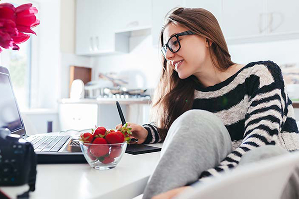 Online student working from home.