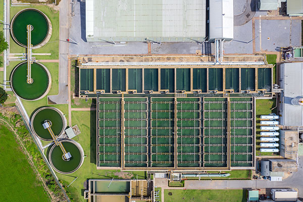 wastewater treatment plant aerial view