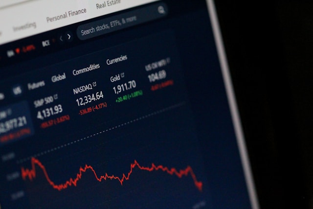 Closeup of a stocks application