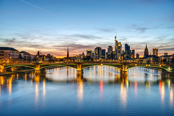 Lit up bridge in Germany