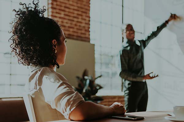 businessman presenting to executive coach