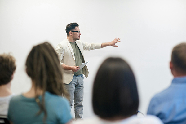 Teacher in front of class