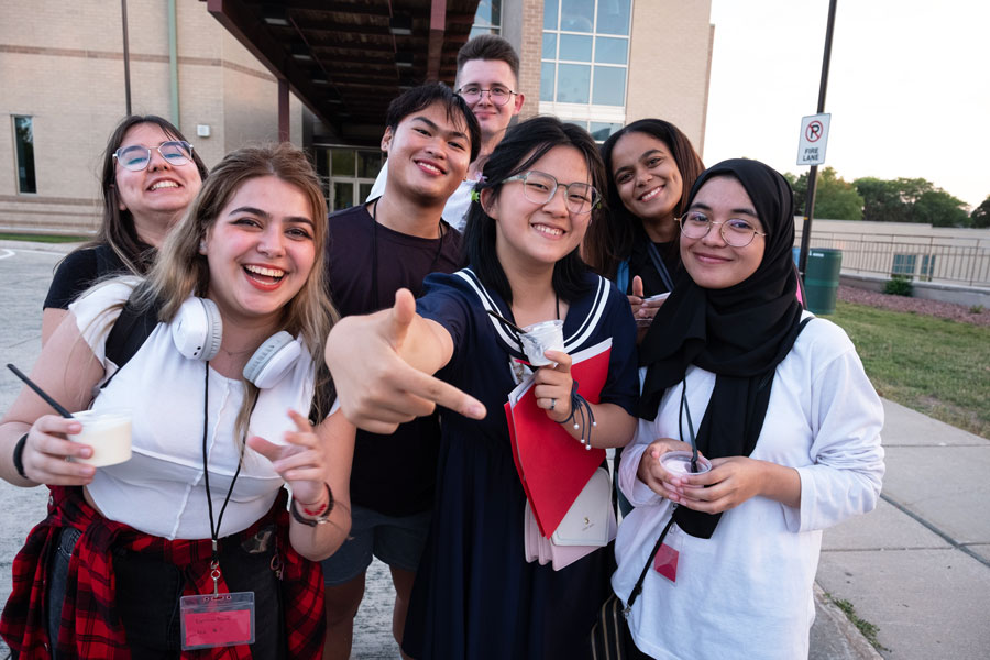 Diverse group of students on campus