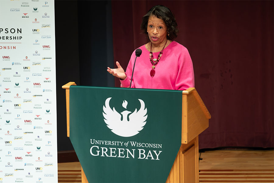 Marcia Anderson speaking at a Schreiber Institute for Women's Leadership event