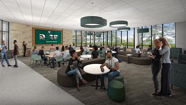 CTEC first floor reading room interior rendering.