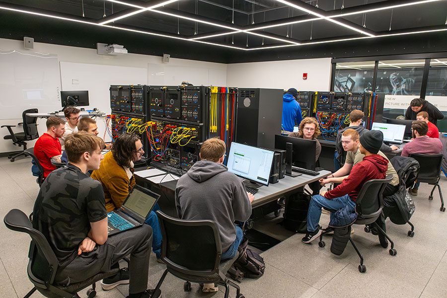UWGB Electrical Engineering students perform experiments during Energy Conversion Lab class.