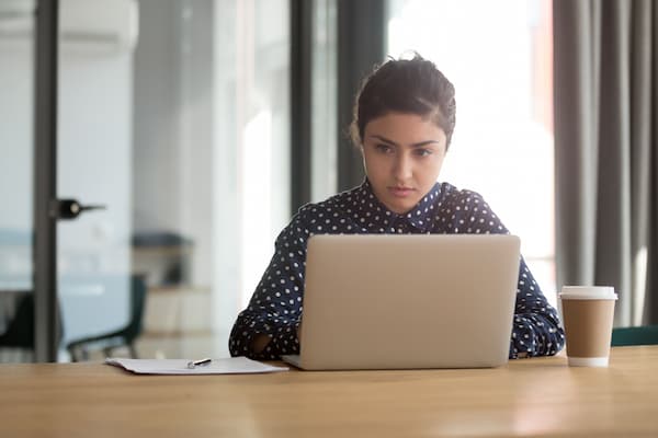 Student studies at computer