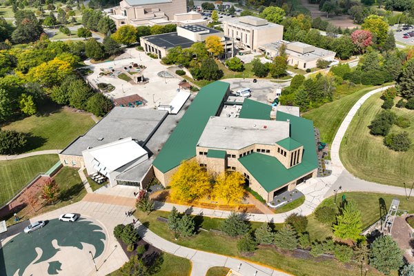 ariel view of Green Bay campus