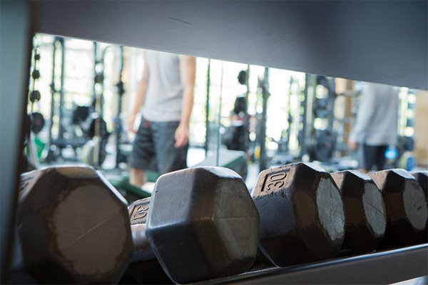 Dumbell rack fitness facilities at the Kress Center