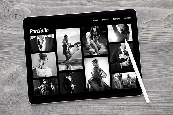 Portfolio displayed on a tablet