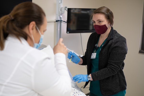 Nursing students in the Nursing Simulation lab