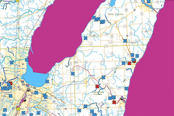 Section of interactive map