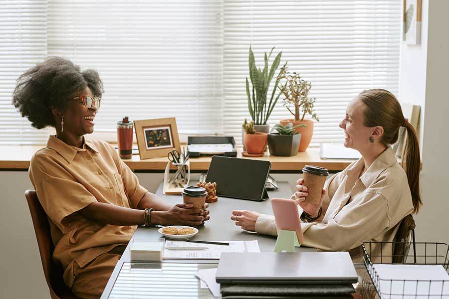 Staff having coffee