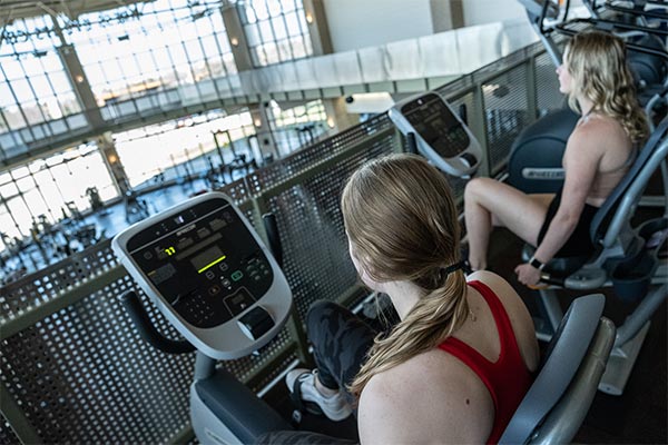 Students using the cardio deck at the Kress Center.