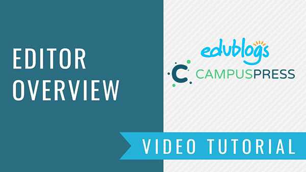 Editor Overview Video Tutorial
