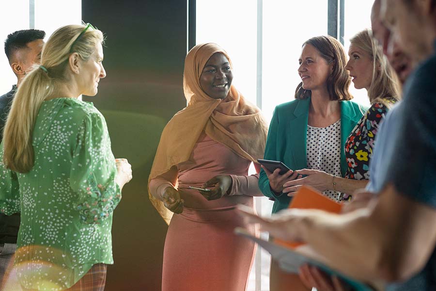 diverse group of people networking