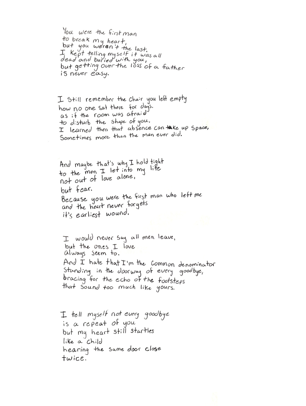 Handwritten poem