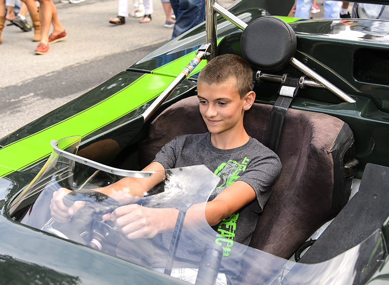 Young boy in a race car