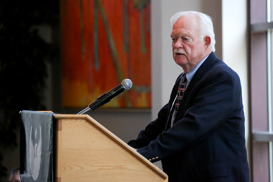 Speaker at UW Green Bay podium
