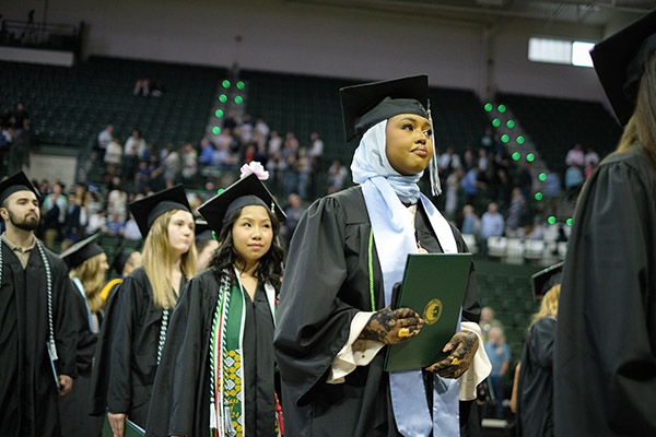Graduates at commencement