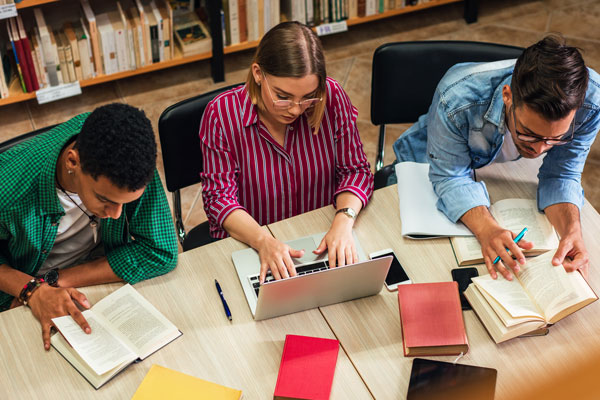 Students study for test