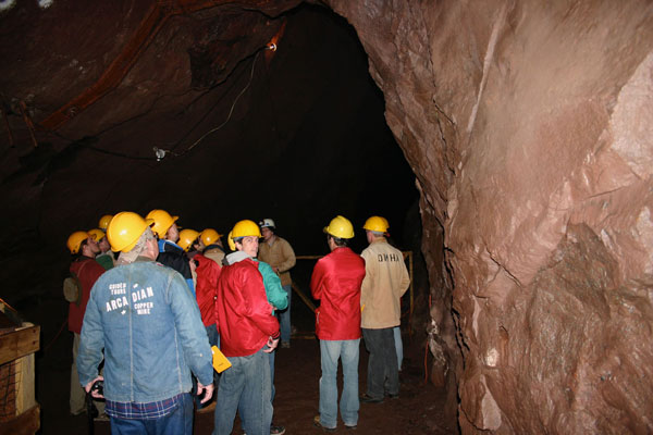 Students on tour of cave