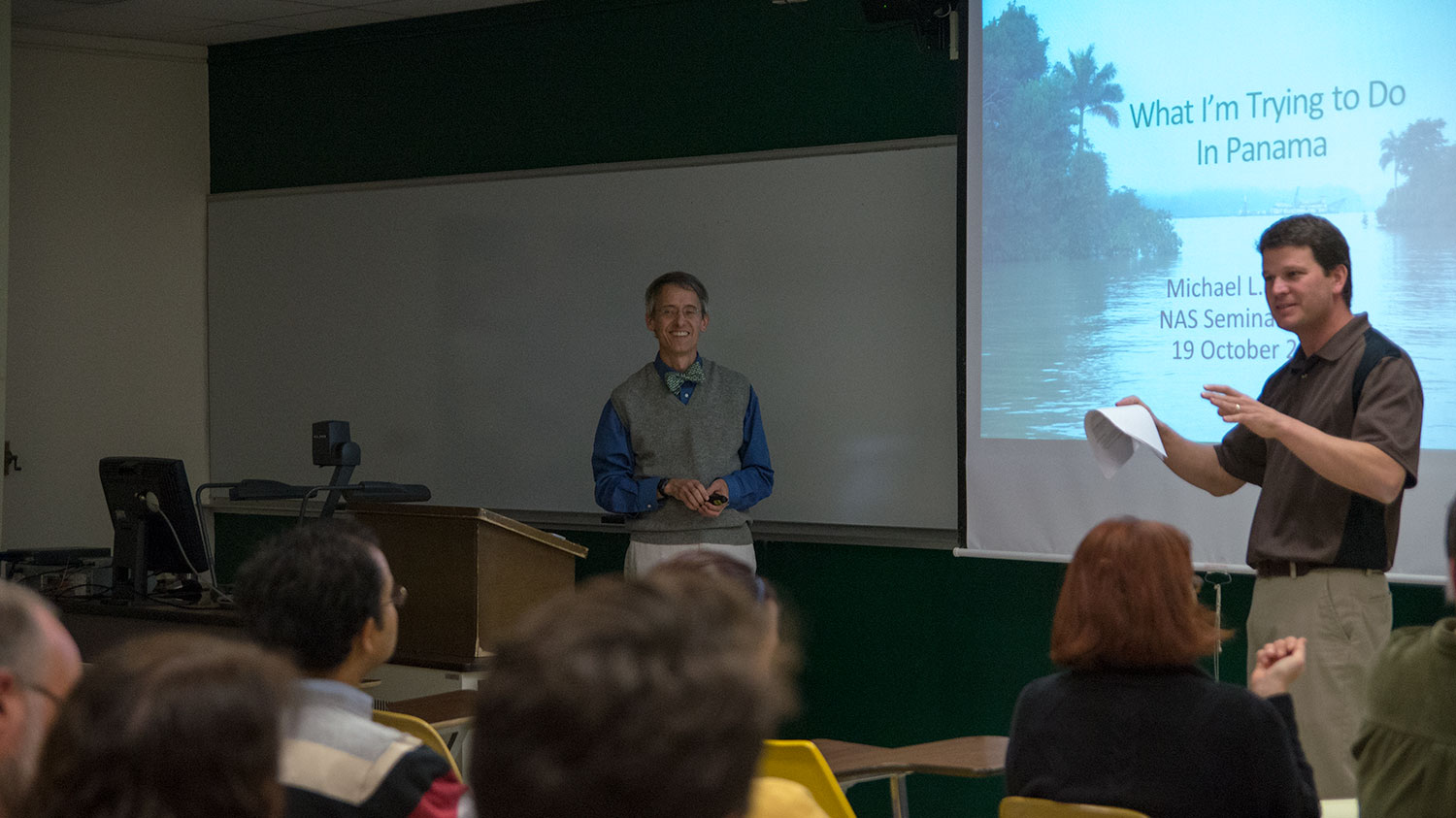 Matt Dornbush introducing Mike Draney's seminar topic