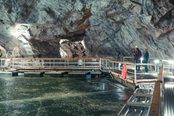 Geoscientist working in cave