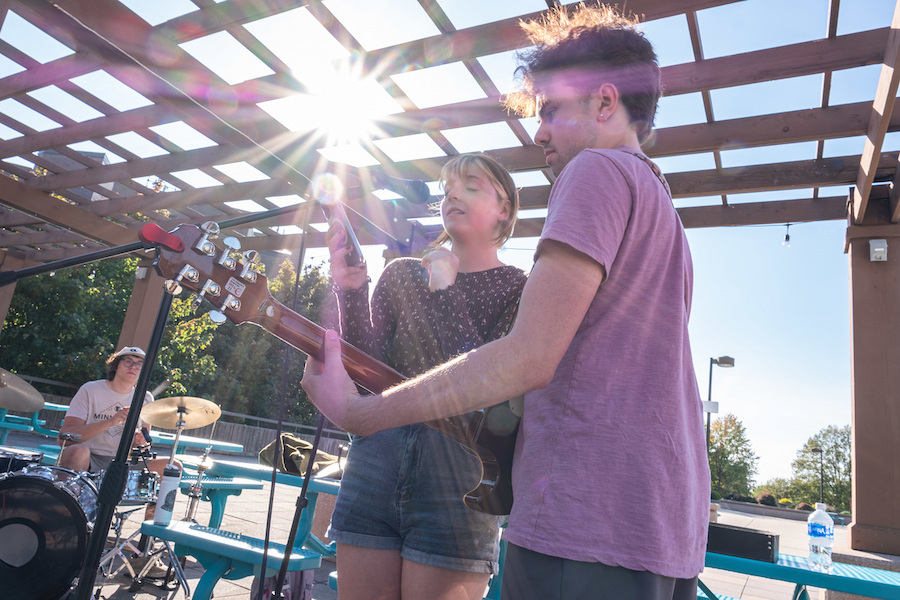 student band practicing outside