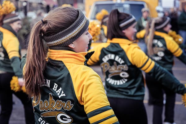 UW-Green Bay students on the Green Bay Packers cheer team