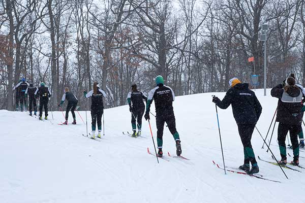 Nordic ski team practices at Shorewood Park.