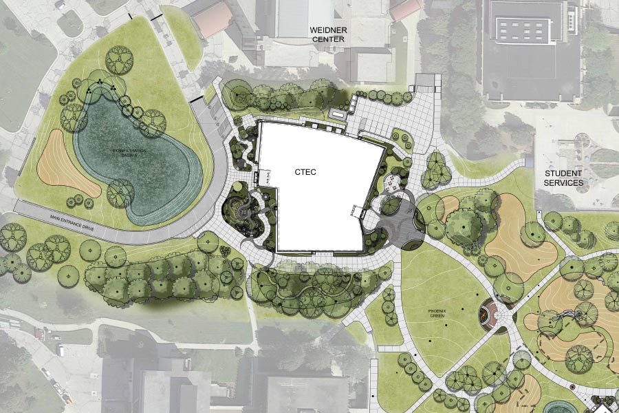 CTEC building placement and landscape plan.
