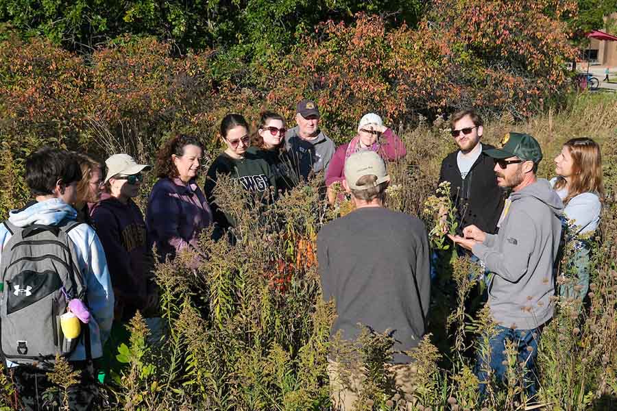 Volunteers outside on a day of service