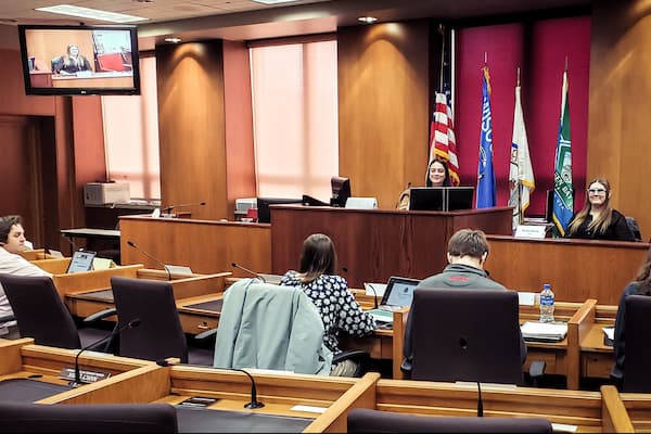 Courtroom simulation in the Brown County Courthouse