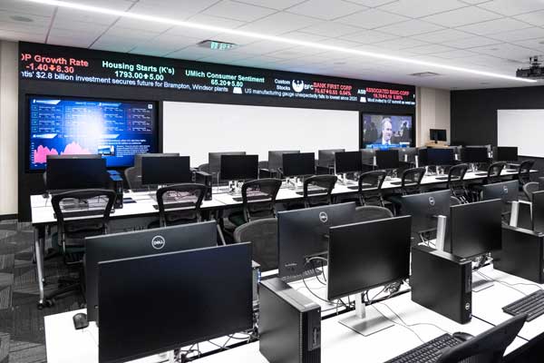 Inside view of the Willie Davis Finance and Investment Lab